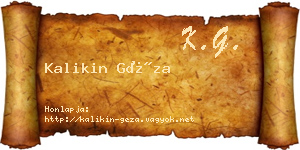 Kalikin Géza névjegykártya